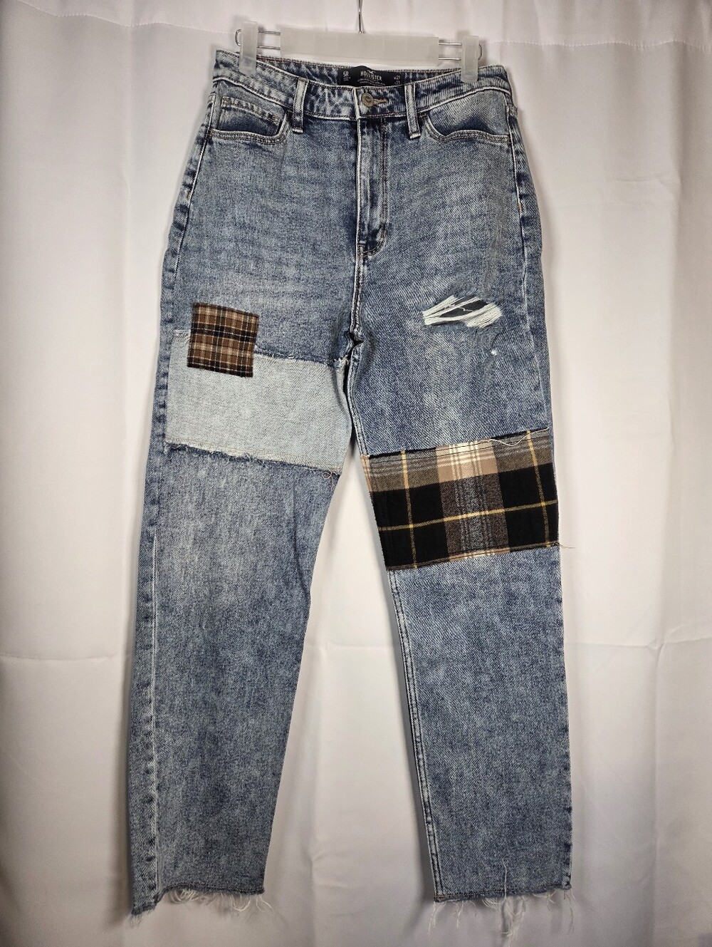 Hollister Ultra High Rise Mom Denim Blue Jeans Distressed Women's 5R  27